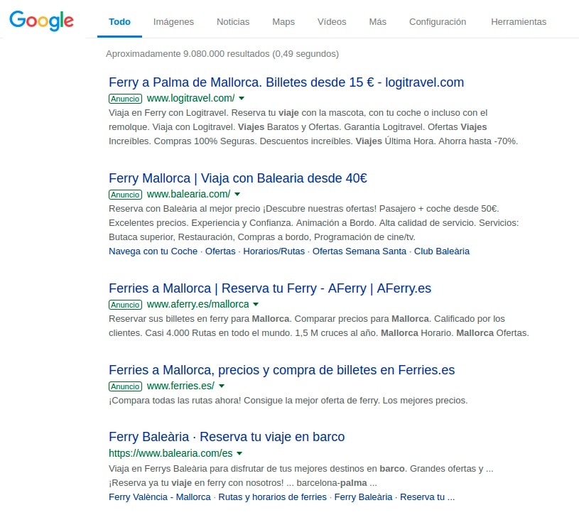 publicidad nativa: resultados de búsqueda